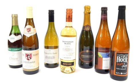 Various wines, to include Sauvignon Blanc, Prosecco, Pierre Lambert 1980 Chinon, Reserve de la Saurine 2016, etc. (a quantity)