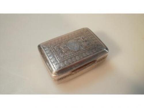 A George IV silver vinaigrette by Thomas Newbold the cover engraved with floral motif and blank cart