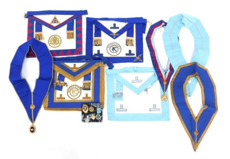 A group of Masonic regalia, to include aprons, etc. (a quantity)