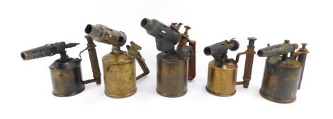 Six brass burners, to include Primus, etc.