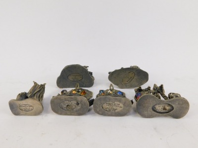 A group of Tudor Mint Myths & Magic pewter figures, to include Go Faster Dad, Dragons at Play, The Snoozing Wizard, etc. (1 tray) - 5