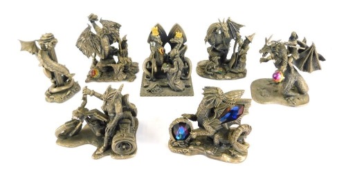 A group of Tudor Mint Myths & Magic pewter figures, to include The Great Sea Dragon, Prince of Dragons, The Dragon of the Underworld, etc. (1 tray)