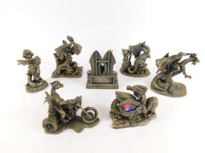 A group of Tudor Mint Myths & Magic pewter figures, to include The Great Sea Dragon, Prince of Dragons, The Dragon of the Underworld, etc. (1 tray) - 2