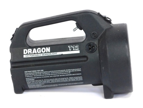 A Dragon 12v portable search light, T12. NB. We have specific vendor instructions to sell WITHOUT RESERVE.