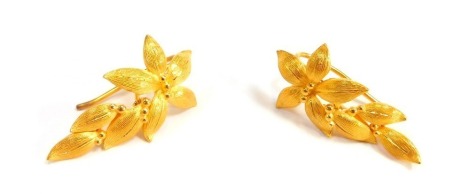 A pair of Prima Gold fashion earrings, each formed as a floral cluster, with arched pin back, plated, in Prima Gold box.