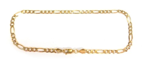 A 9ct gold Figaro bracelet, 26cm long, 5.4g.