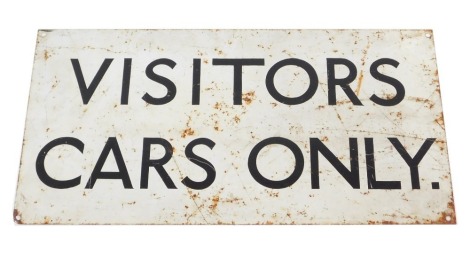 A 20thC enamel sign, Visitors Cars Only, 45cm x 24cm.