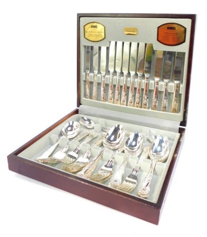 A Viners Kings Royale pattern canteen of cutlery, for six place settings.