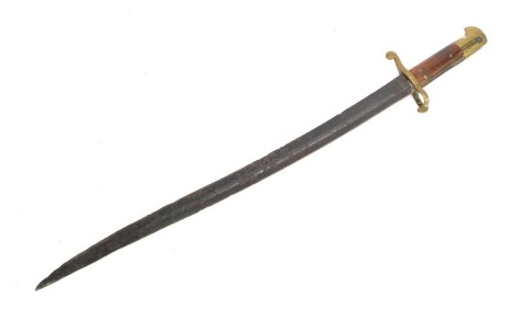 A 19thC bayonet, possibly Swedish, 69cm long.