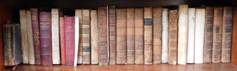 19thC and later leather bindings, to include Johnson's Shakespeare, various volumes, Poetical Works of Tennyson, Browning, Derniers Monens De Napoleon, etc. (1 shelf)