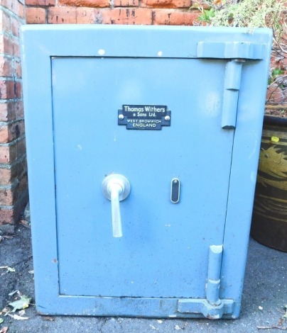 A Thomas Withers & Sons Ltd cast iron safe, painted in grey, 71cm high.