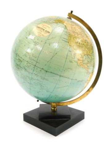 A Philips 9" terrestrial globe, by London Geographic Institute George Philip and Son Fleet Street, on stand.