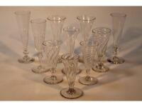 Four 19thC glass flutes and various other ale glasses (10).