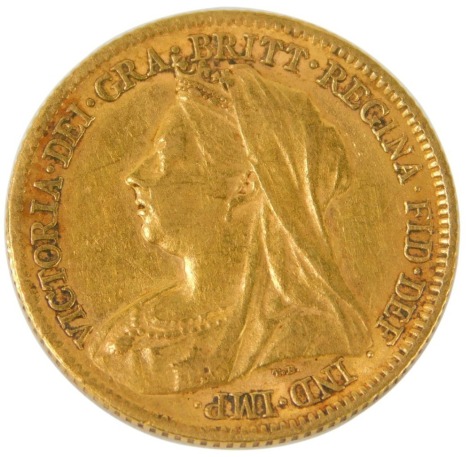 A Queen Victorian gold half sovereign 1899, 4.0g.