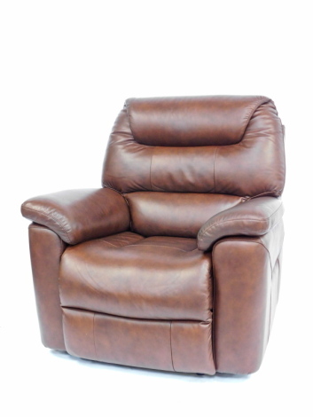 A La-Z-Boy brown leather electric recliner armchair, 98cm wide.