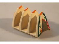 A Clarice Cliff Bizarre Ravel pattern toast rack (af)