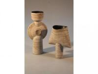 Two Dameon Lynn studio pottery vessels in the manner of Hans Coper