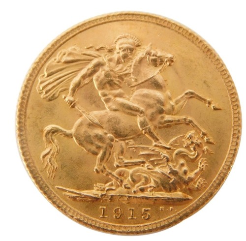 A George V full gold sovereign, dated 1915.