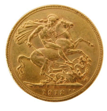 A George V full gold sovereign, dated 1913.