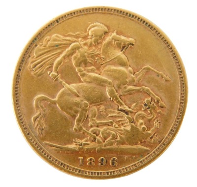 A Queen Victoria full gold sovereign, dated 1896.