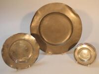 Five 18th and 19thC pewter plates of various sizes.