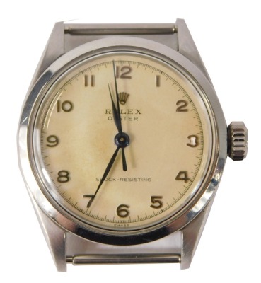 A Rolex Oyster wristwatch head, in stainless steel casing, with cream dial and blue hands, case no 116553/6246, S57569.