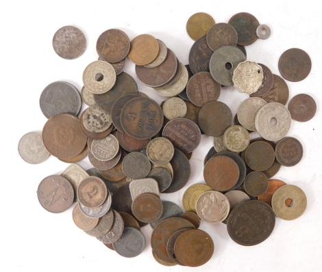 A group of Eastern coins and tokens, pierced coins, medallions, etc. (1 box)