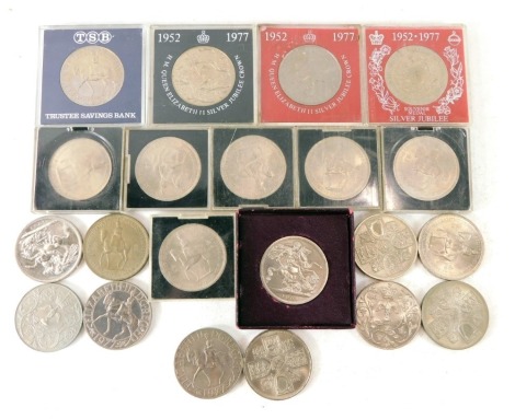 A group of collectors crowns, to include Festival of Britain 1951 crown, Trustee Savings Bank crown, Silver Jubilee souvenir medal, Churchill and other, crowns, etc. (1 box)