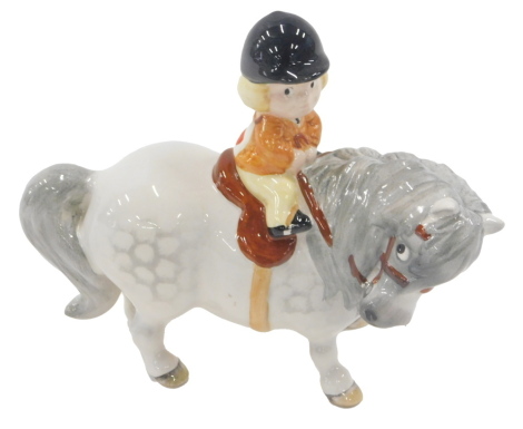 A John Beswick Norman Thelwell 1981 Collection Child Learner on Shetland pony, 11cm high.