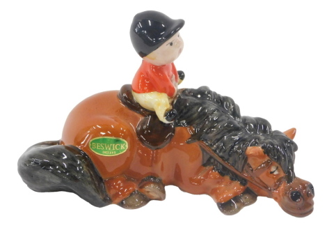 A John Beswick Norman Thelwell 1982 Kickstart figure, 8cm high.