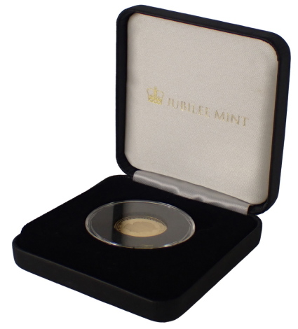 A Jubilee Mint Queen's 88th Birthday 22ct gold proof one pound coin, in presentation case with certificate of authenticity.