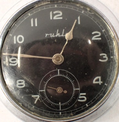 A collection of pocket and fob watches, comprising a Ruhlo stainless steel cased and black faced pocket watch, a Kienzle seven jewel movement stainless steel cased pocket watch, a railway timekeeper's pocket watch, Chinese dialled pocket watch, Uno fob wa - 7