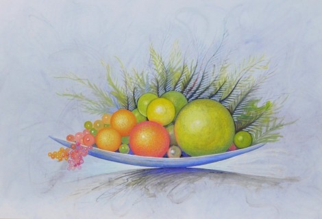 Peter Isitt (20thC). Fruity Fantasy, watercolour, artist notes verso, 42cm x 60cm.