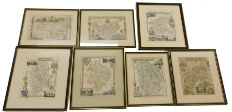 A quantity of printed maps, Staffordshire, Warwickshire, Suffolk, Lincolnshire, Cheshire, Gloucestershire, and Worcestershire.