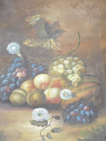 20thC Continental School. Still life with fruit, oil on canvas, 91cm x 60cm.