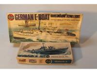 An Airfix model of a German E Boat in box and an Airfix M.T.B 72nd scale model kit.