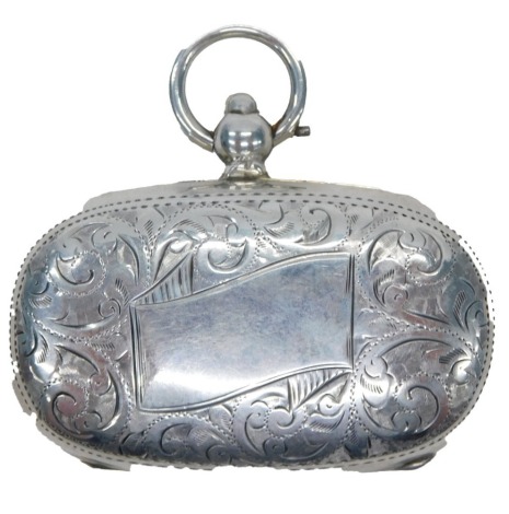 A Victorian silver coin case, engine turned decoration, 1oz.