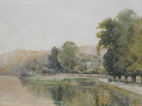 A. Knight, Lake Scene, watercolour, 25cm x 37cm.