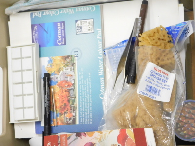 A large quantity of artists materials, to include paper, books, easels, etc. - 2