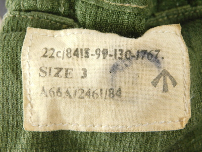 A military aviation green soft shell gas mask, size 3, with military arrow, bearing label. - 2