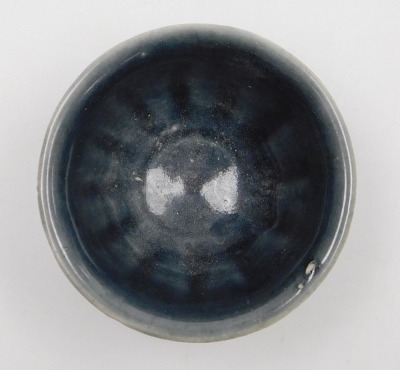 A 15thC Hoi An shipwreck cobalt blue glaze pottery wine cup, bears label, with certificate, 6.5cm wide. - 2