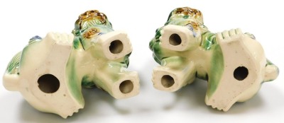 A pair of Chinese green glazed dogs of fo, modelled facing left and right in seated pose, 21cm wide. - 5