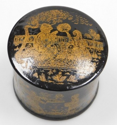 A group of Oriental lacquer wares, including rice bowls, a crumb scoop and brush, and three boxes. - 6