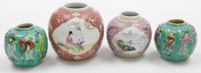 A group of Cantonese porcelain, including ginger jars, teapot, rice bowls, plates and dishes. - 6