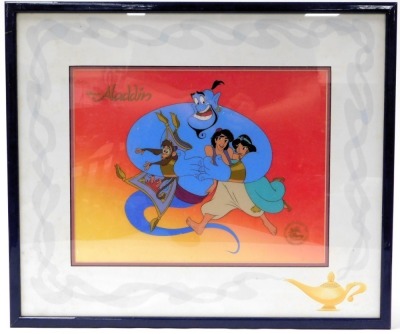 A Walt Disney Company Sericel of Genie Hug, from Disney's Aladdin, limited edition no. 5550, with certificate, 26cm x 33.5cm. - 2