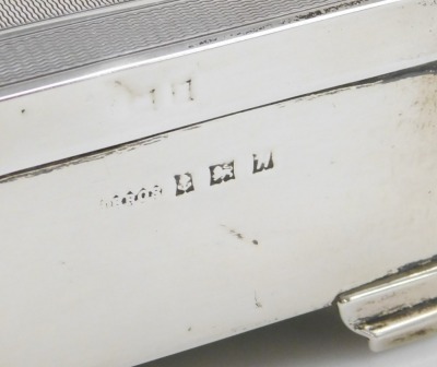 A silver cigarette box, hallmarks for Birmingham 1957,With engraved inscription relating to Margaret Thatcher approx 4cm high, 12cm wide, 9cm deep. - 2