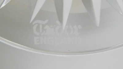 An EPNS salver, with piecrust border, engraved Margaret Thatcher First Women Prime Minister of Great Britain, and two glasses, one brandy cut glass inscribed with The First Lady Prime Minister of the United Kingdom, and another taller crystal glass inscri - 4