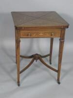 A late 19thC rosewood and marquetry envelope card table