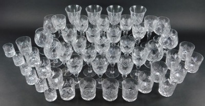 A part suite of Thomas Webb drinking glasses in the St Andrews pattern, to include brandy glasses, tumblers, claret glasses, water glasses, etc. (50)