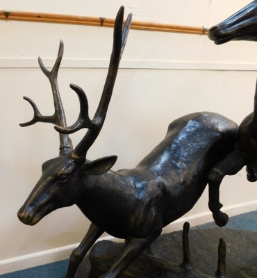 Arranging to collect either today (0510) or Monday Top Bid £2000 House of Douglas Collection. The Leaping Fawns, cast bronze, life size sculpture, 174cm high, the base 173cm x 102cm. - 2